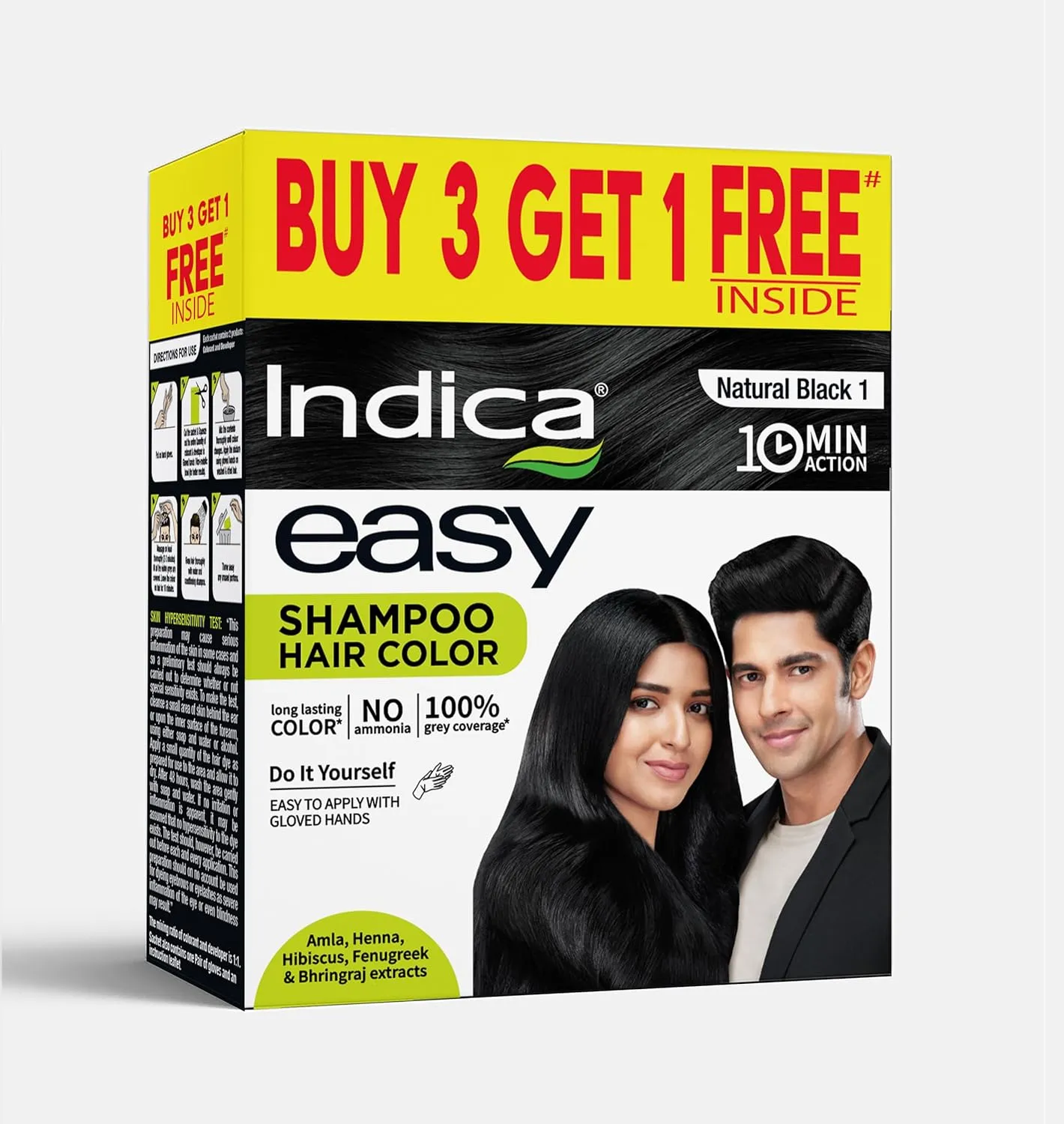 Indica Easy Natural Black Shampoo Hair Color Buy 3 Get 1 Free